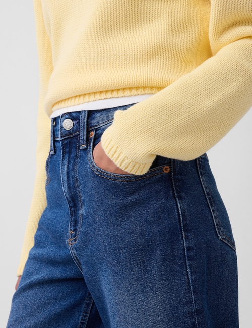 High Rise Stride Wide-Leg Ankle Jeans