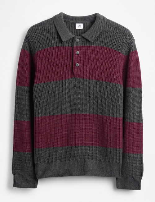 COTTON LS POLO SWEATER