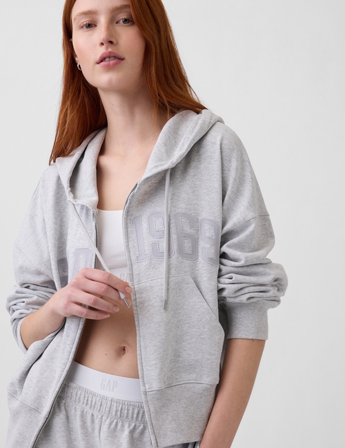 French Terry Oversized 1969 Logo Zip Hoodie