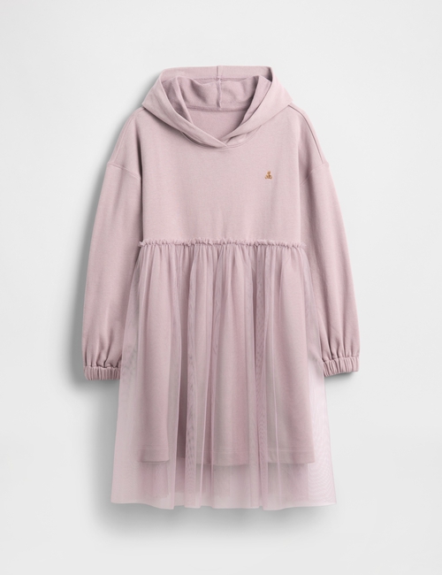 VintageSoft Oversized Tulle Hoodie Sweatshirt Dress