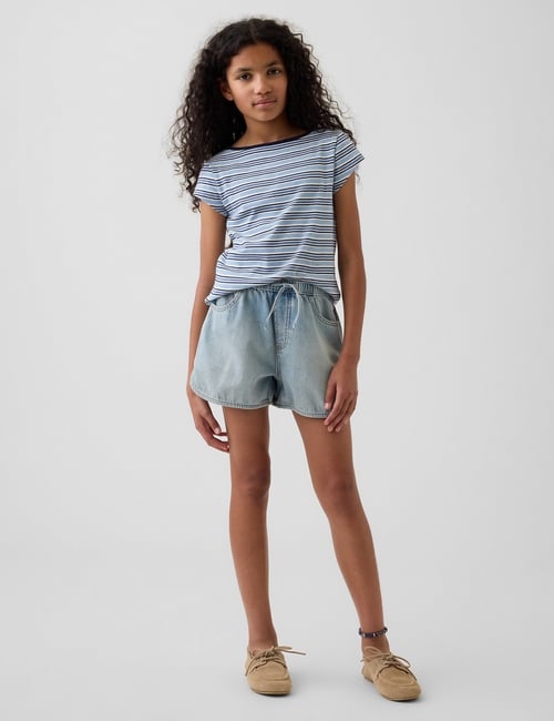 Kids High Rise Denim Easy Shorts