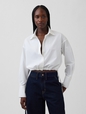 Poplin Oversized Tie-Hem Crop Shirt