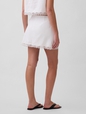 Linen-Blend Lace-Trim Mini Skort
