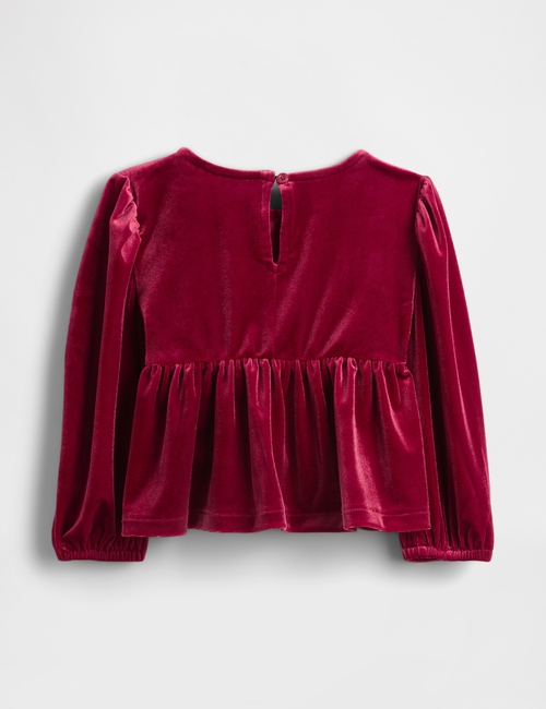 LS VELOUR DBL BOW PEPLUM TOP