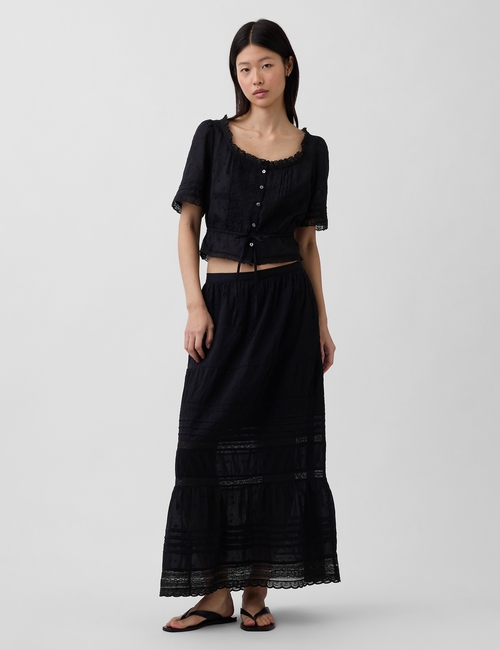 Lace-Trim Peplum Top