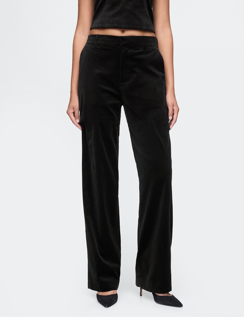 High Rise Velvet Straight Pants
