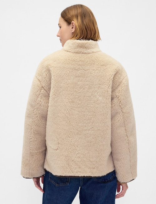 Recycled Sherpa & Vegan Leather-Trim Jacket