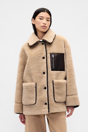 Gap × Sandy Liang Reversible Vegan Leather Sherpa Jacket