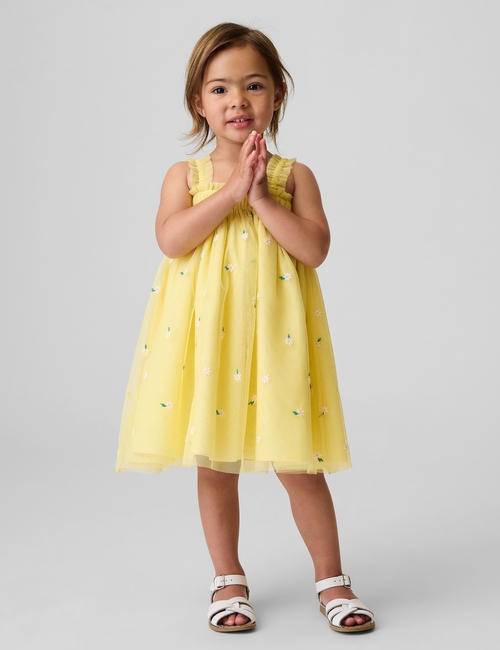 Baby & Toddler Embroidered Daisy Tulle Dress