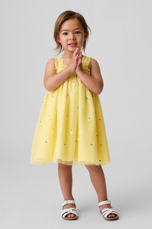 Baby & Toddler Embroidered Daisy Tulle Dress