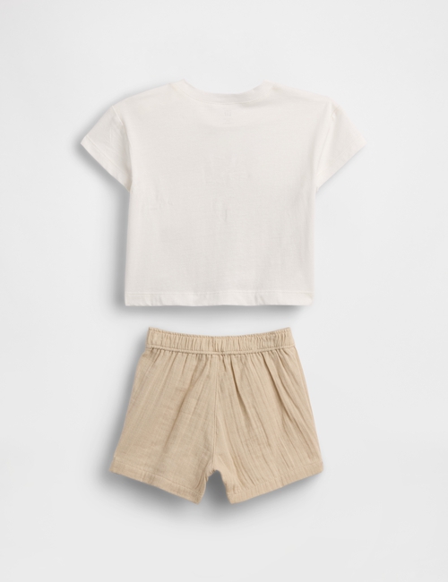 B K2W SS GRAPHIC TEE WVN SHORT SET