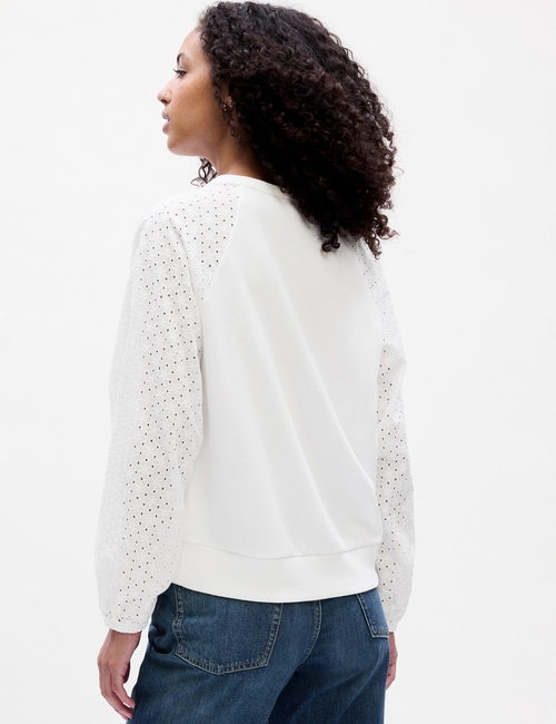 Relaxed Eyelet Crewneck Sweatshirt