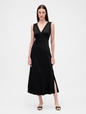 Satin Lace-Trim V-Neck Maxi Slip Dress