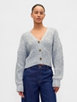 Cotton-Blend Crop Cardigan Sweater