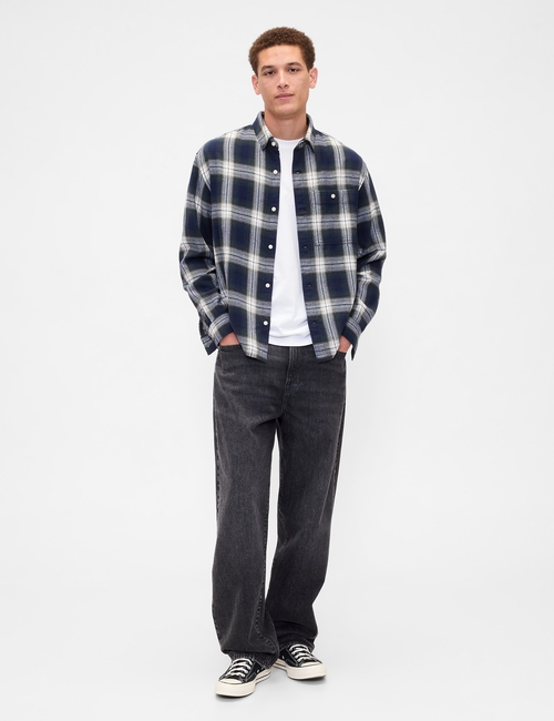 V-LS BOXY FLANNEL