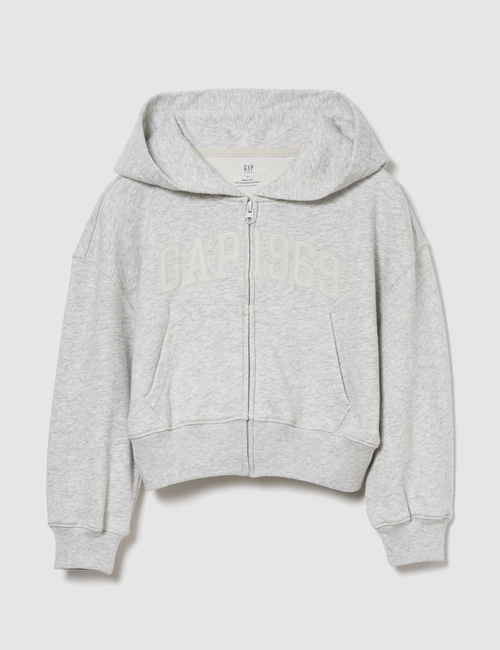 Kids VintageSoft Terry Oversized Crop Logo Zip Hoodie