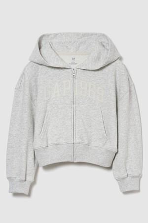 Kids VintageSoft Terry Oversized Crop Logo Zip Hoodie