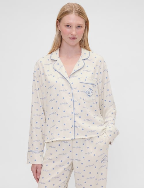 GAP X SUMMER FRIDAYS PJ FLANNEL TOP SCRIPT LOGO BO