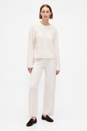 CashSoft Cable-Knit Sweater Pants
