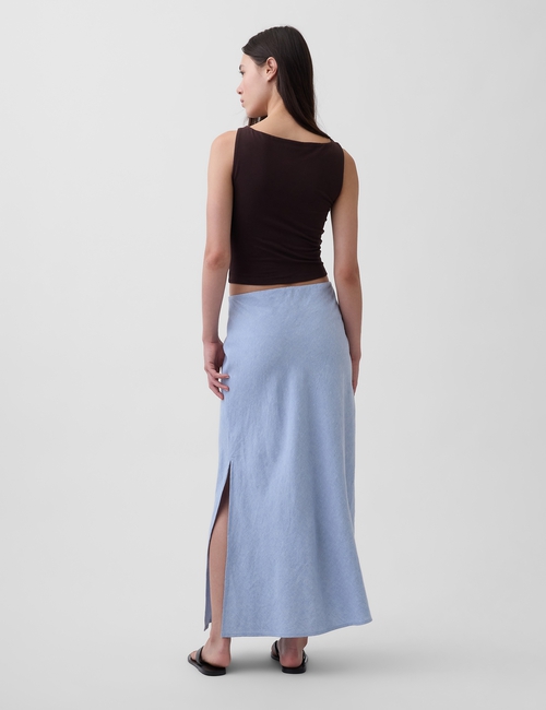 Linen-Blend Maxi Slip Skirt