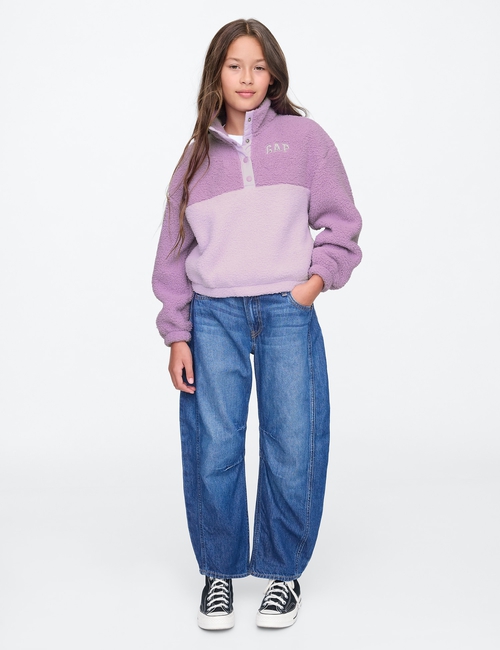 Kids Recycled Relaxed Sherpa Quarter-Snap Sweatshirt