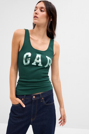 Ribbed Gap Logo Tank Top
