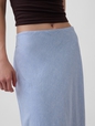 Linen-Blend Maxi Slip Skirt