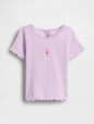 SS EMB SCALLOP TRIM TEE - APRIL