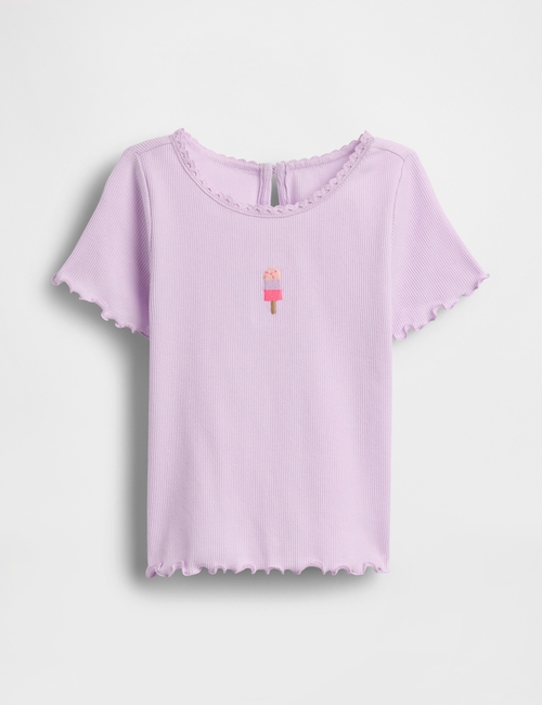 SS EMB SCALLOP TRIM TEE - APRIL