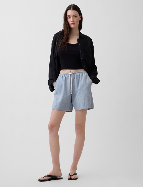 Linen-Blend Easy Shorts
