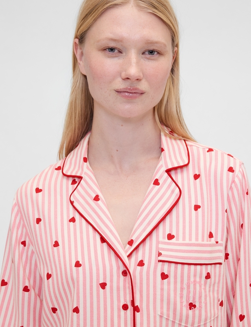 GAP X SUMMER FRIDAYS PJ FLANNEL TOPSTRIPE HEARTS