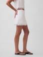 Linen-Blend Lace-Trim Mini Skort