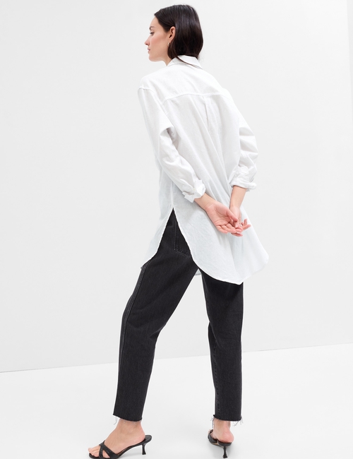 Oversized Linen-Blend Tunic Shirt
