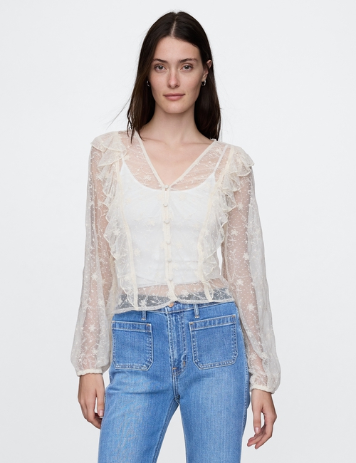 Recycled Lace Ruffle Top