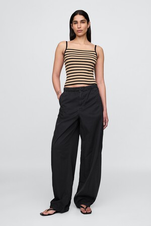 Mid Rise Barrel Parachute Pants