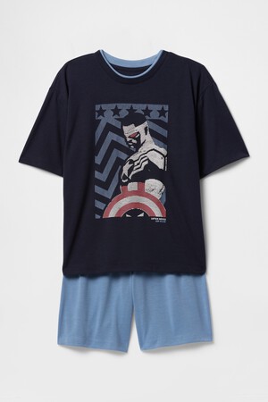 Kids Marvel Captain America Recycled PJ Shorts Set