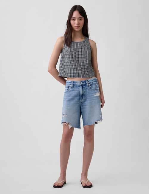 Cotton Gauze Racer Shell Tank Top
