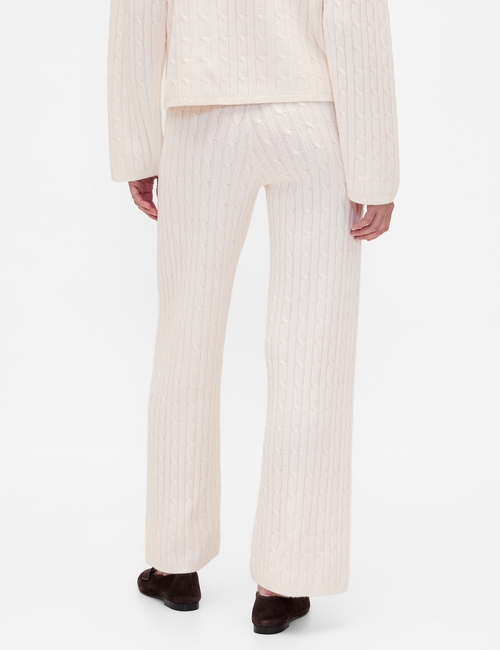 CashSoft Cable-Knit Sweater Pants