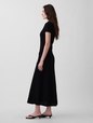 Pointelle Polo Maxi Sweater Dress