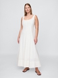 Linen-Blend Square-Neck Maxi Dress