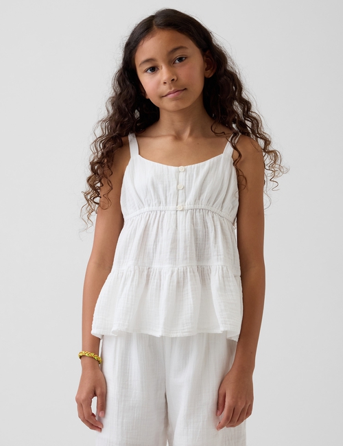 Kids Cotton Gauze Tiered Tank Top