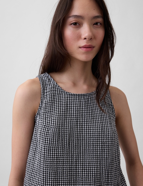 Cotton Gauze Racer Shell Tank Top