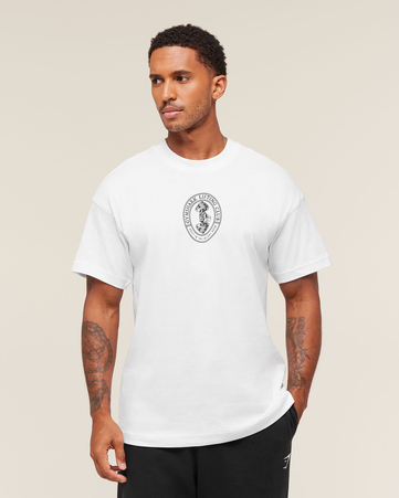 تيشيرت بقصة فضفاضة ونقشة أوزان غرافيكية