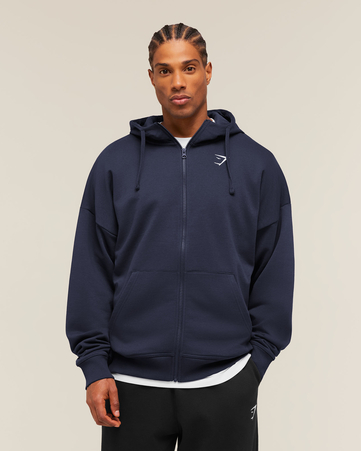 Crest Oversized Zip Up Hoodie