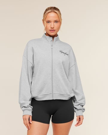 Script Embroidery Oversized Zip Through