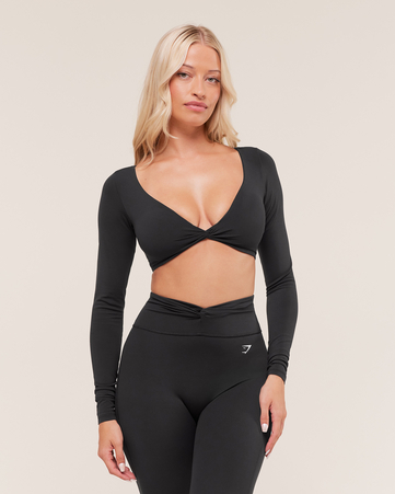 Twist Front Long Sleeve Crop Top