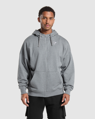 Crest Oversized Zip Up Hoodie