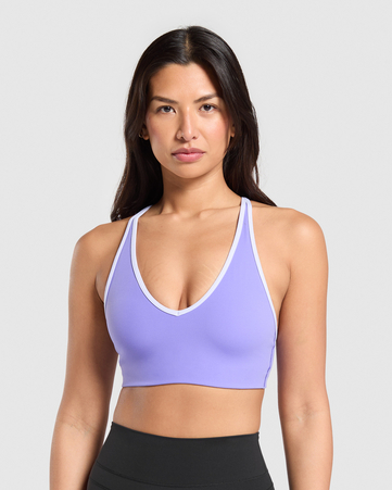 Contrast Trim Halter Neck Sports Bra