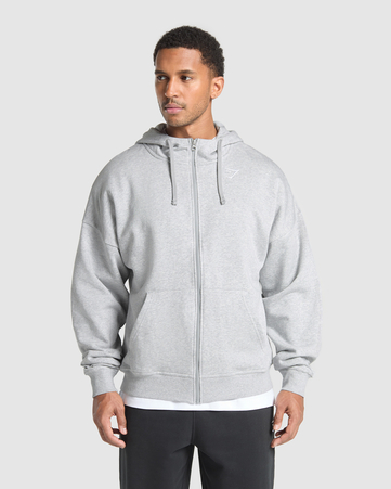 Crest Oversized Zip Up Hoodie