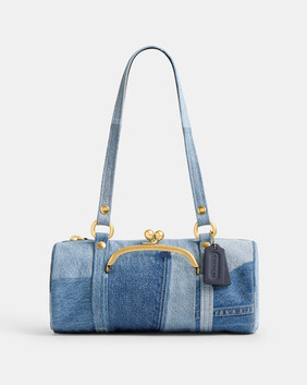 The Coach Originals Upcycled Denim Kisslock Barrel Bag 28